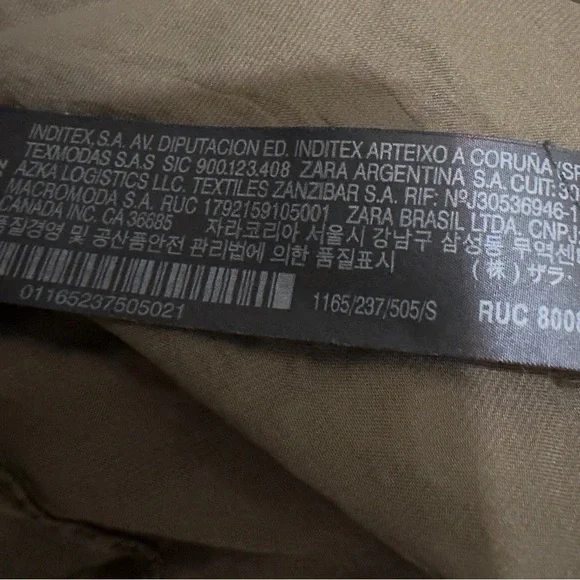 Zara | NWOT Morocco Olive Drawstring Hem Long Sleeve Top (size S) - Picture 8 of 10